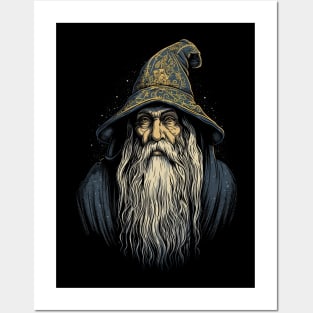 Retro Dark Wizard Vintage Fantasy illustration Posters and Art